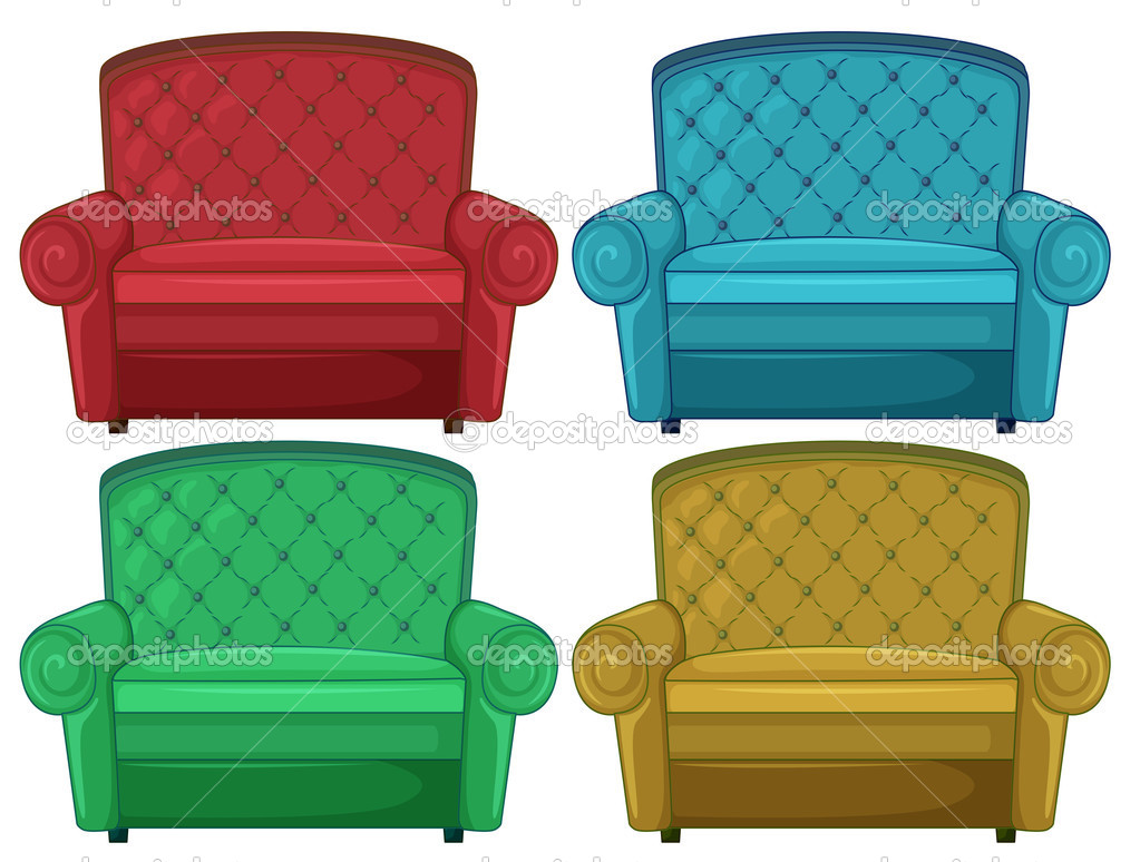 Four colorful couches