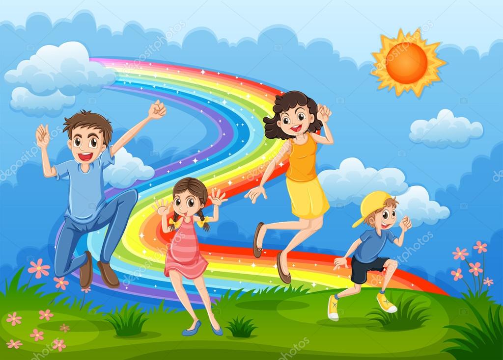 Картинки, картинка семейной жизни с радугой