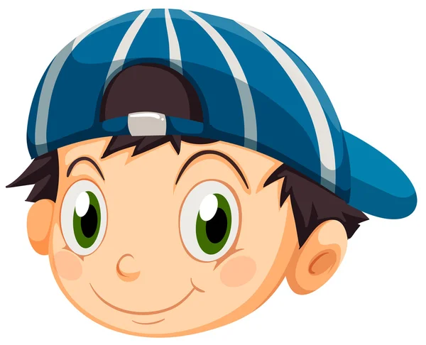 Una testa di un ragazzo con un berretto — Vettoriale Stock