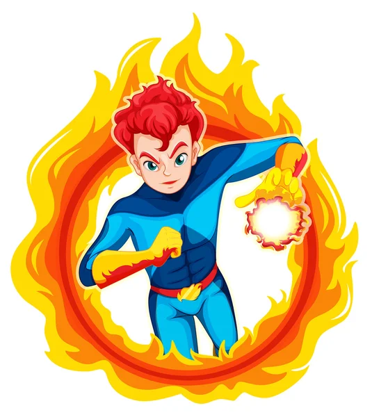 A flaming superhero — Stock Vector