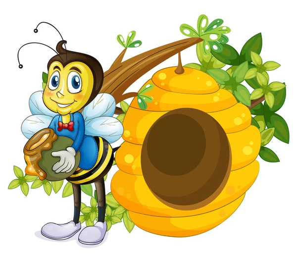 Une ruche à côté de l'abeille — Image vectorielle