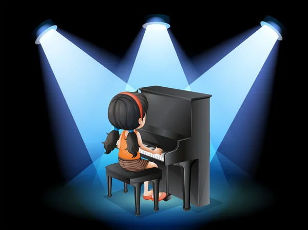 Талантливая девушка, играющая на пианино — стоковый вектор