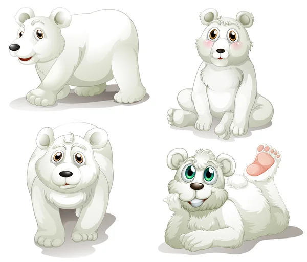 Quatre adorables ours polaires — Image vectorielle