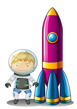 astronot bir roket yanında