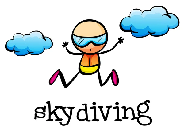 A stickman skydiving — Stock Vector