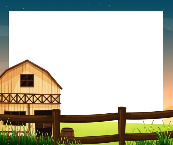 Un gabarit vide avec une grange et une clôture — Image vectorielle
