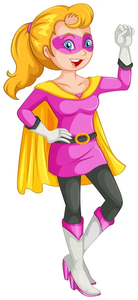 Uma super-heroína feminina com uma capa — Vetor de Stock