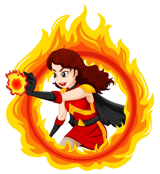 A flaming female superhero