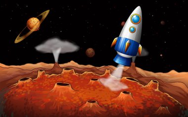 bir roket ile bir outerspace