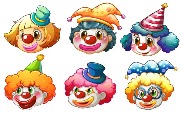 Diferentes caras de un payaso — Vector de stock