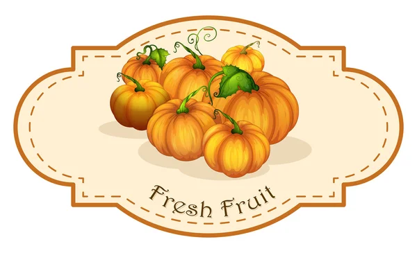 A fresh fruit label with squash — Stock Vector
