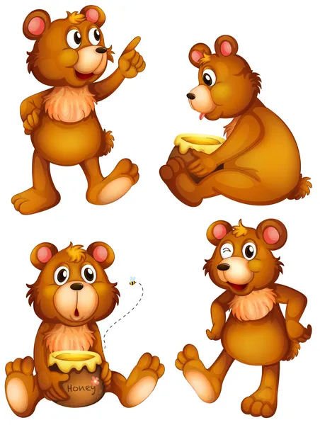 四个棕色的熊 — 图库矢量图片