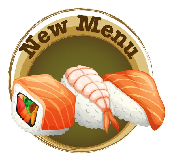 A new menu label with sushi — Stock Vector