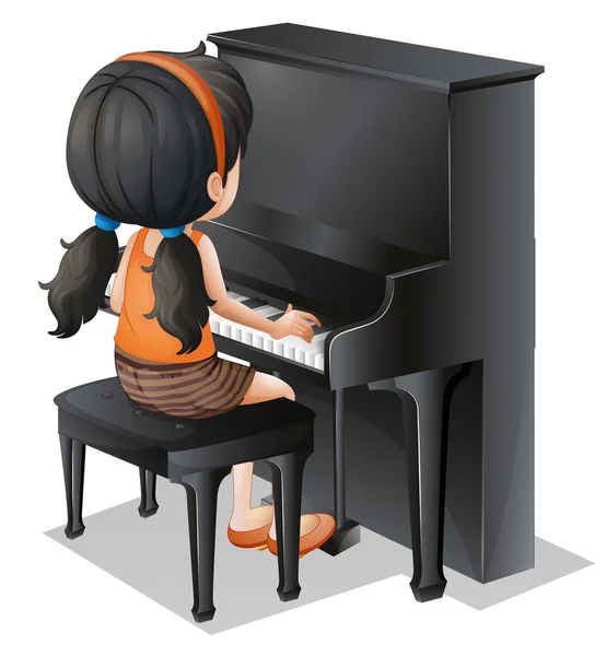 A young girl playing with the piano — Stock Vector