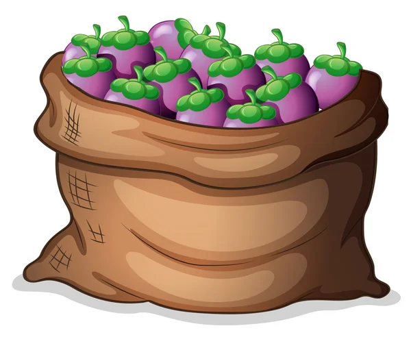 A sack of eggplants — Stock Vector