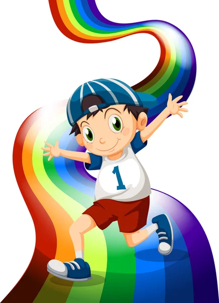 A boy and a rainbow — Stock Vector