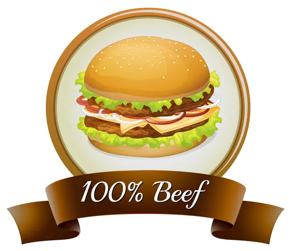 带有一个汉堡的纯牛肉标签 — 图库矢量图片