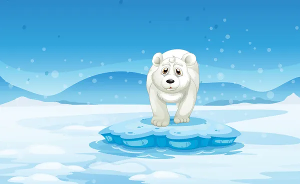 Un oso polar triste que está parado sobre el iceberg — 图库矢量图片#