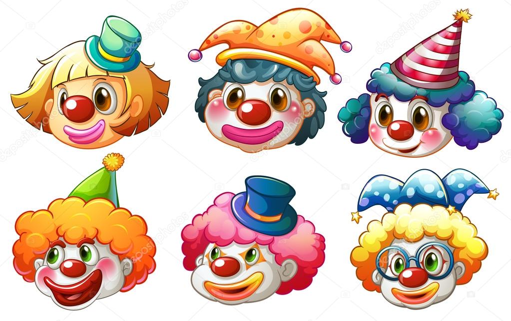 Different faces of a clown