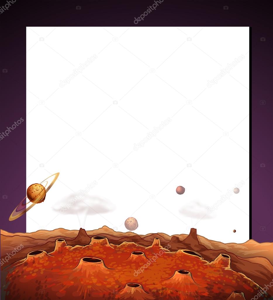 A paper template with a view of the outerspace at the bottom