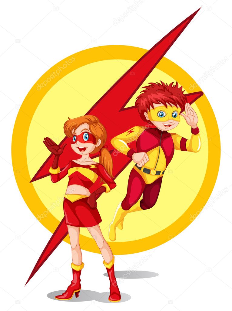 A male and a female superhero