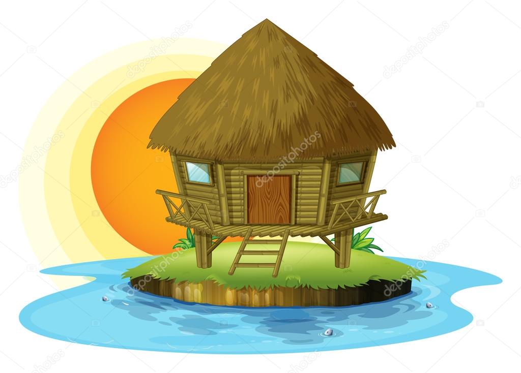 A nipa hut in an island