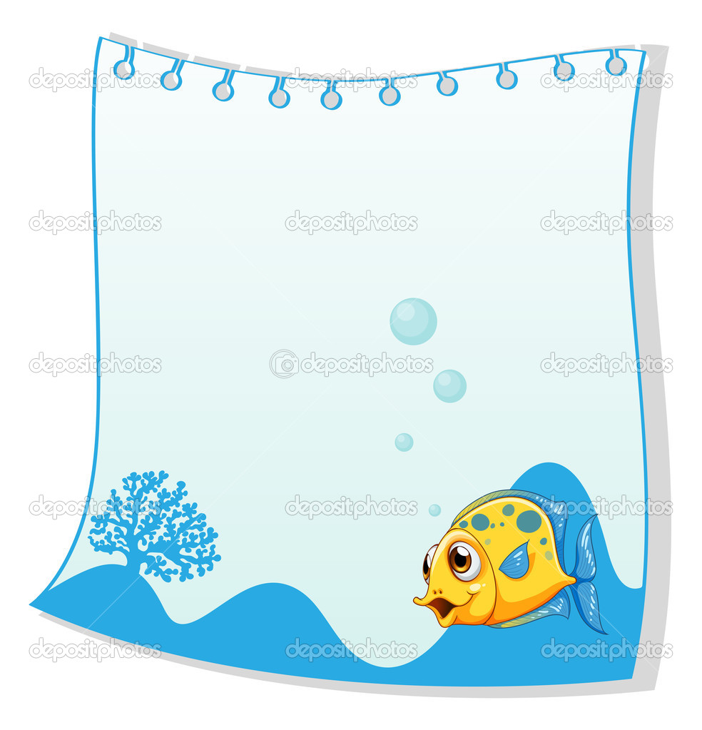 An empty paper with a yellow fish at the bottom