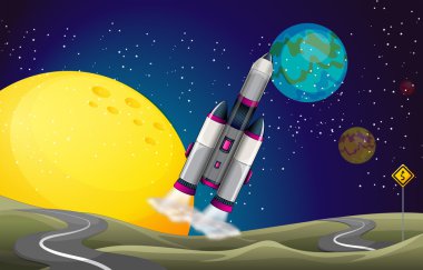 bir uçak ile outerspace bir yol