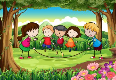 orman oynayan çocuklar bir grup