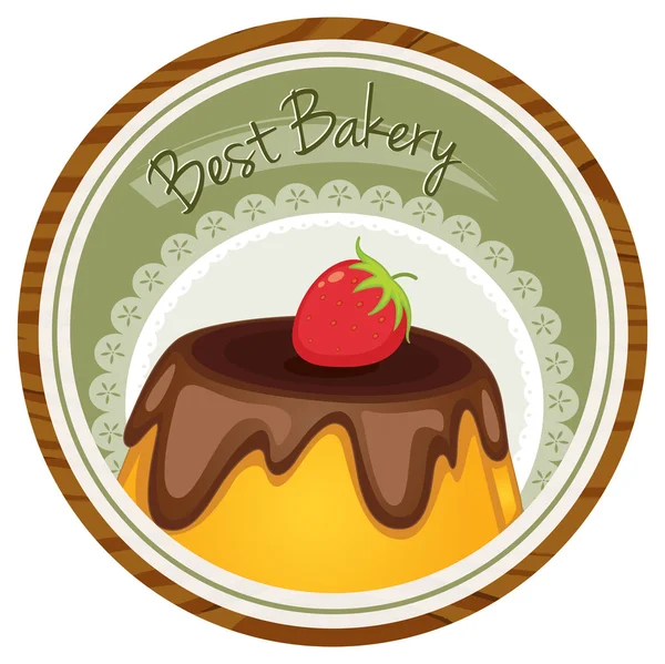Μια καλύτερη ετικέτα αρτοποιείο με μια τούρτα και μια φράουλα — Διανυσματικό Αρχείο