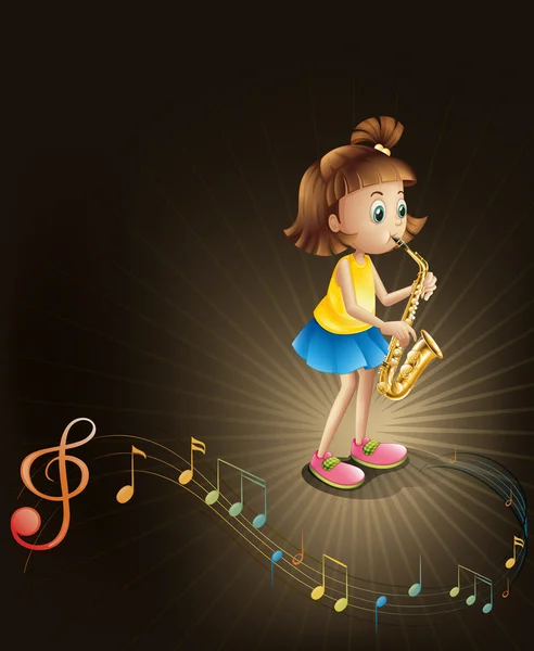 A talented young girl with a saxophone — Stock Vector