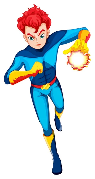 A superhero with a flaming power — Stock Vector