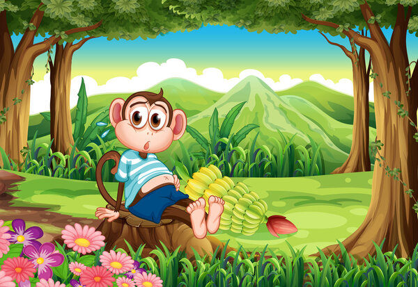 A bloated monkey at the forest