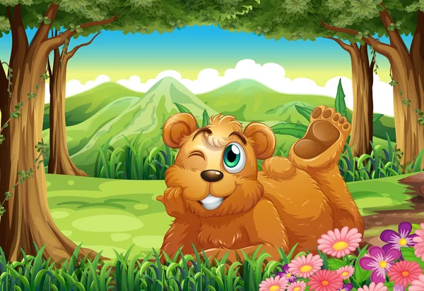 Un gros ours dans la forêt — Image vectorielle