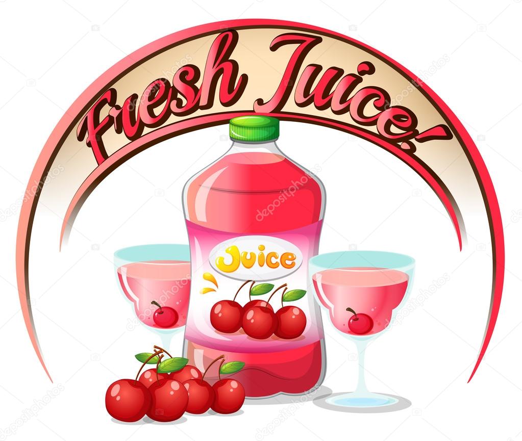 A fresh juice label with cherries