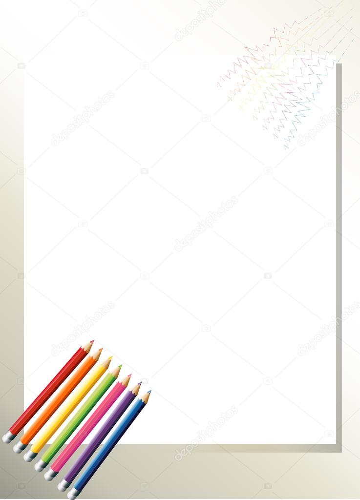 An empty template with colorful pencils at the bottom
