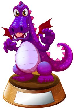 Kupa stand boş etiket üstünde kızgın dragon