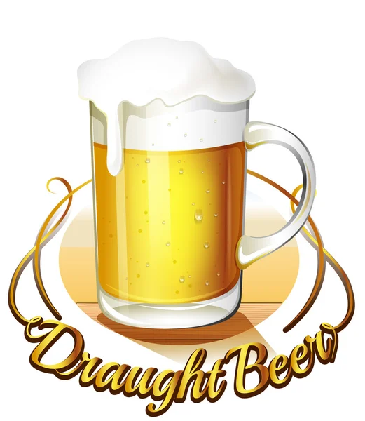 A draught beer label and a pitcher of cold beer — Stock Vector