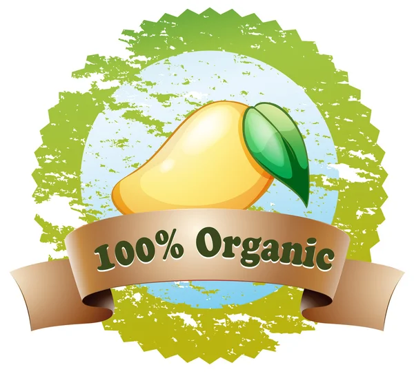 An organic label with a ripe mango — Stock Vector