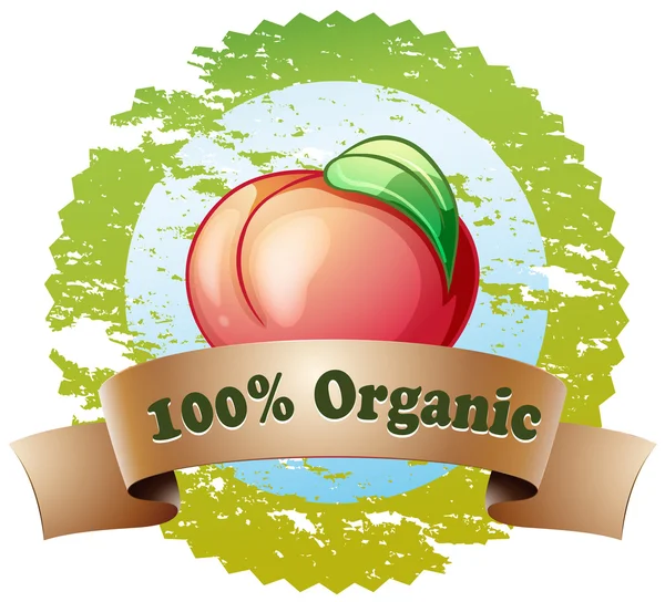 Una etiqueta orgánica pura con un tomate rojo — Vector de stock