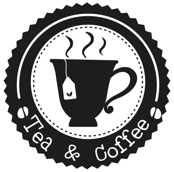 Une étiquette de thé et de café avec une tasse de thé — Image vectorielle