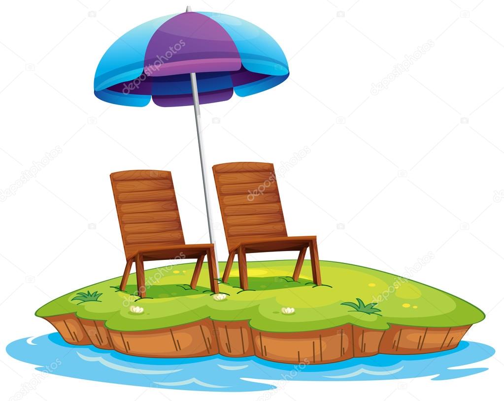 Two wooden chairs in the island
