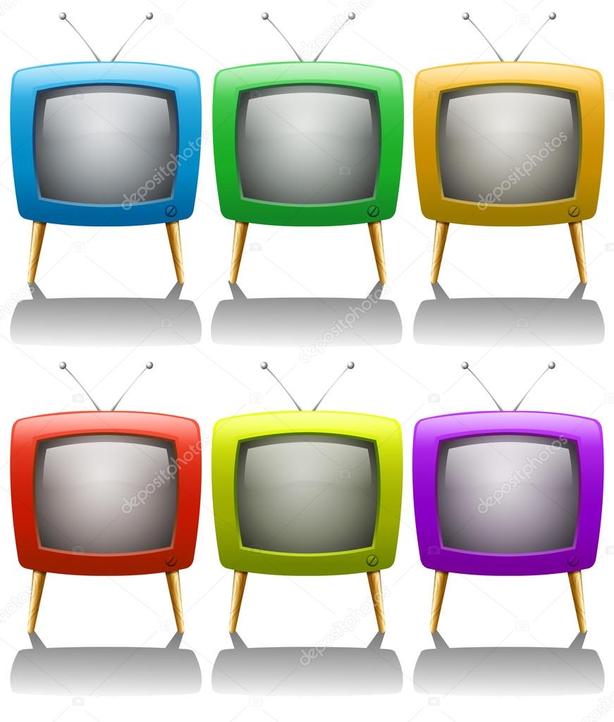 Six televisions with antenna