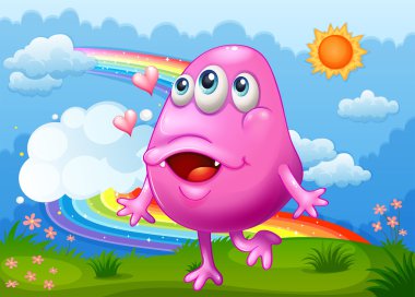 hilltop TH gökkuşağı ile dans mutlu pembe canavar