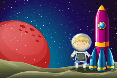 bir kâşif yanında outerspace roket