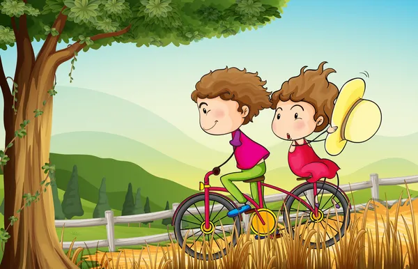 Ein Paar auf dem Fahrrad — Stockvektor
