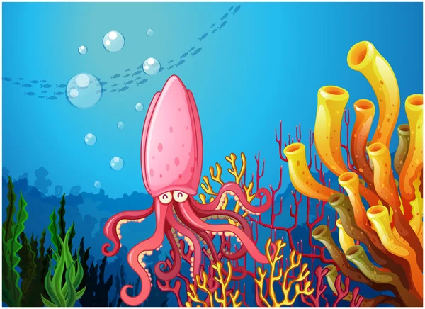 An octopus under the ocean — Stock Vector