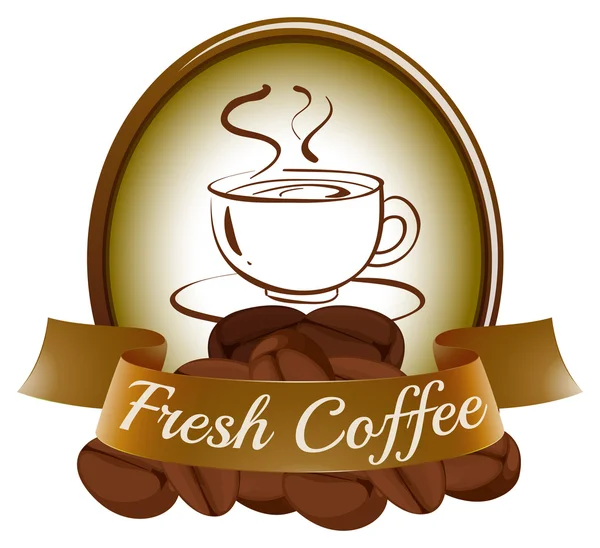用一杯热咖啡的新鲜咖啡标签 — 图库矢量图片