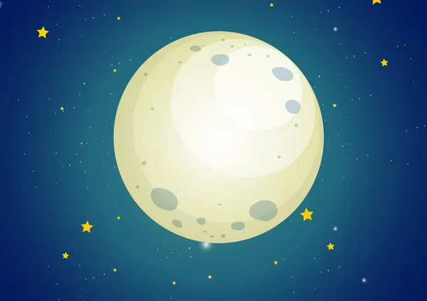 Un cielo con estrellas y una luna — Vector de stock