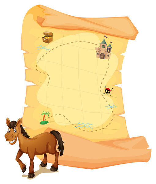 Лошадь перед картой сокровищ
